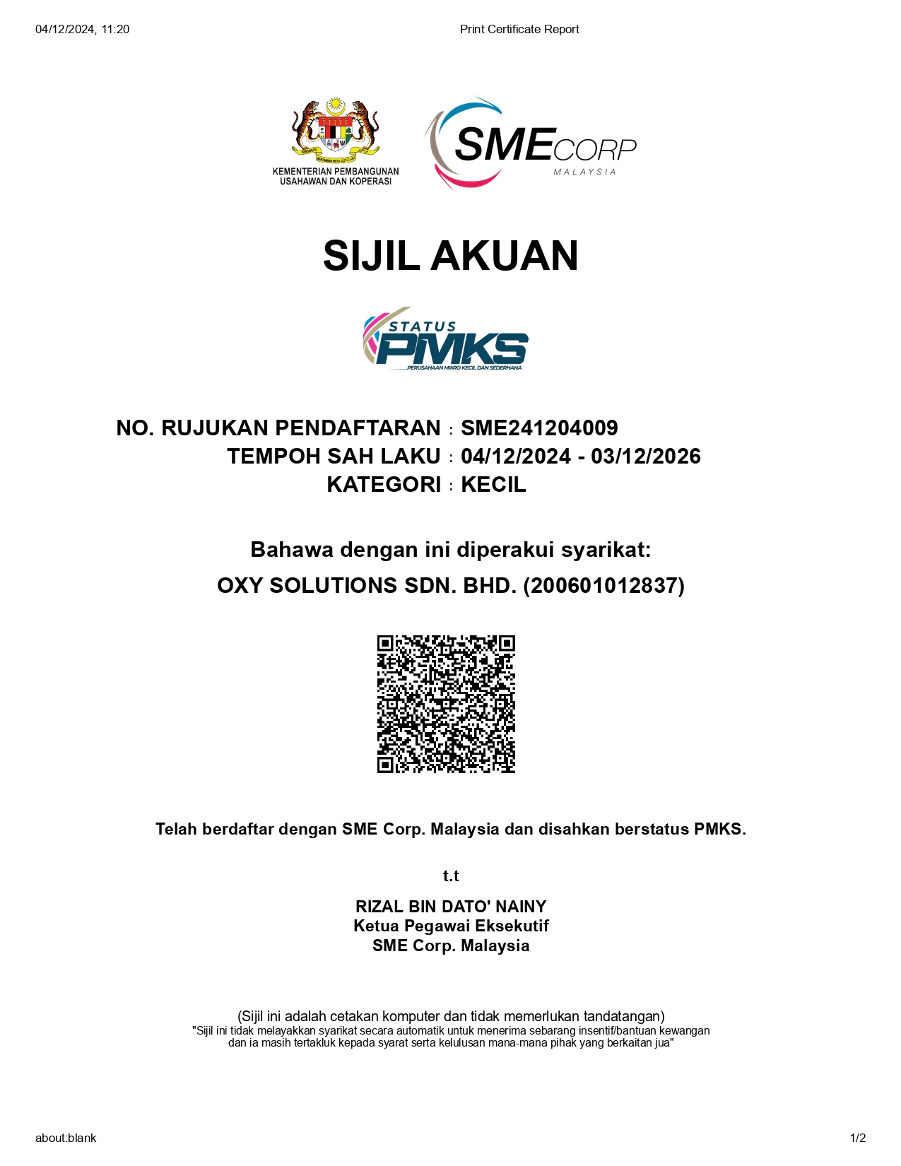 SME Corp Certification